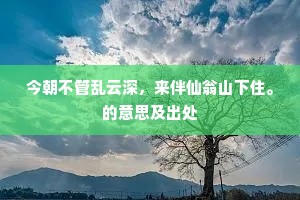 今朝不管乱云深，来伴仙翁山下住。的意思及出处