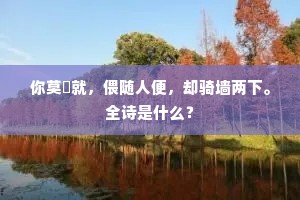 你莫撋就，偎随人便，却骑墙两下。全诗是什么？