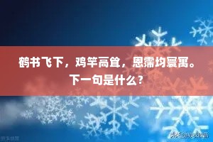 鹤书飞下，鸡竿高耸，恩霈均寰寓。下一句是什么？