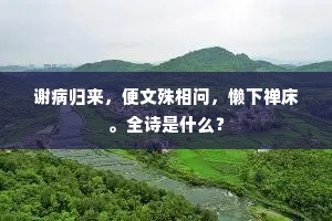 谢病归来，便文殊相问，懒下禅床。全诗是什么？