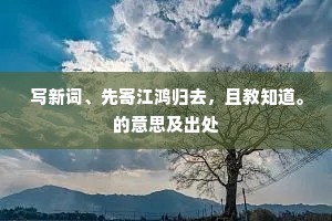 写新词、先寄江鸿归去，且教知道。的意思及出处