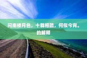 问南楼月色，十载相疏，何似今宵。的解释