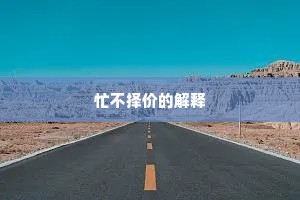 忙不择价的解释