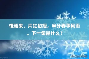 怪朝来、片红初瘦，半分春事风雨。下一句是什么？