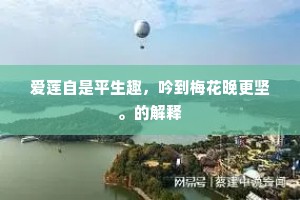 爱莲自是平生趣，吟到梅花晚更坚。的解释