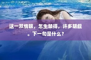 这一双情眼，怎生禁得，许多胡觑。下一句是什么？