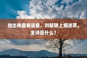 独出携盘谁送客，刘郎陵上烟迷草。全诗是什么？