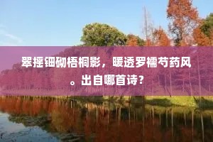 翠摇钿砌梧桐影，暖透罗襦芍药风。出自哪首诗？
