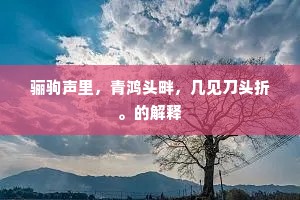 骊驹声里，青鸿头畔，几见刀头折。的解释