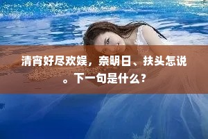清宵好尽欢娱，奈明日、扶头怎说。下一句是什么？