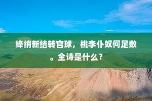 绛绡新结转官球，桃李仆奴何足数。全诗是什么？