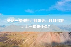 倚尽一楼残照，何妨更、月到帘旌。上一句是什么？