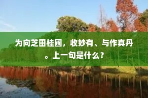 为向芝田桂圃，收妙有、与作真丹。上一句是什么？