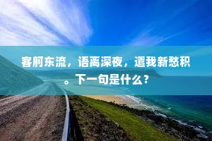 客舸东流，语离深夜，遣我新愁积。下一句是什么？