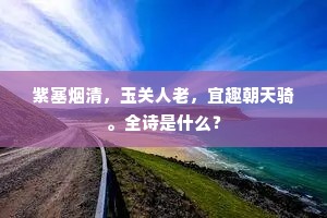 紫塞烟清，玉关人老，宜趣朝天骑。全诗是什么？