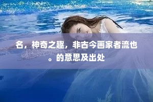 名，神奇之趣，非古今画家者流也。的意思及出处