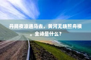 丹阙夜凉通马去，黄河无晓照舟横。全诗是什么？