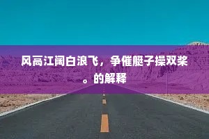 风高江阔白浪飞，争催艇子操双桨。的解释