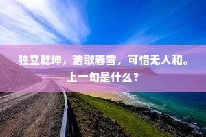 独立乾坤,浩歌春雪,可惜无人和。上一句是什么? 独立乾坤,浩歌春雪,可惜无人和。上一句是什么?