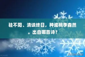 驻不阳、清谈终日，种成桃李森然。出自哪首诗？
