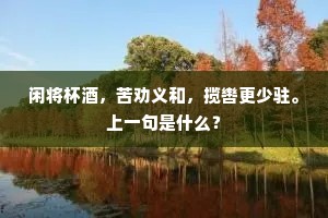 闲将杯酒，苦劝义和，揽辔更少驻。上一句是什么？