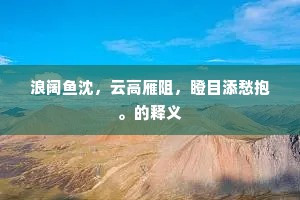 浪阔鱼沈，云高雁阻，瞪目添愁抱。的释义