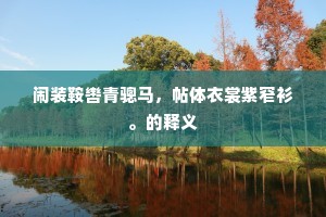 闹装鞍辔青骢马，帖体衣裳紫窄衫。的释义