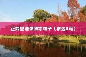 正能量语录励志句子（精选8篇）