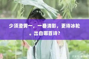 少须澄霁一，一番清影，更待冰轮。出自哪首诗？