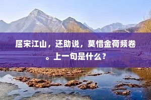 屈宋江山，还助说，莫惜金荷频卷。上一句是什么？