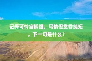 记舞可怜宫柳细，写情但觉香笺短。下一句是什么？