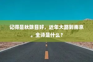 记得是秋除目好，近年大路到南京。全诗是什么？
