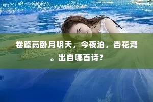卷篷高卧月明天，今夜泊，杏花湾。出自哪首诗？