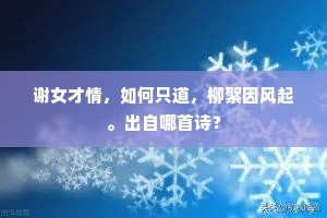 谢女才情，如何只道，柳絮因风起。出自哪首诗？