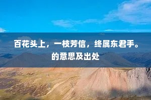 百花头上，一枝芳信，终属东君手。的意思及出处
