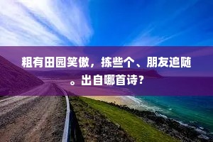 粗有田园笑傲，拣些个、朋友追随。出自哪首诗？