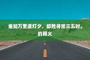 谁知万里逢灯夕，却胜寻常三五时。的释义