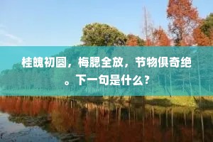 桂魄初圆，梅腮全放，节物俱奇绝。下一句是什么？