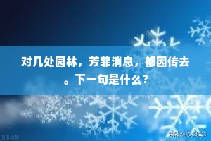 对几处园林，芳菲消息，都因传去。下一句是什么？