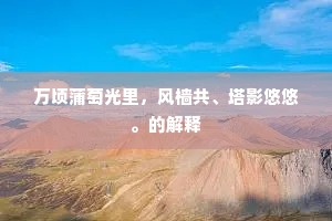 万顷蒲萄光里,风樯共、塔影悠悠。的解释 万顷蒲萄光里,风樯共、塔影悠悠。的解释