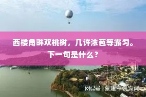 西楼角畔双桃树，几许浓苞等露匀。下一句是什么？
