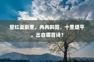 望红渠影里，冉冉斜阳，十里堤平。出自哪首诗？
