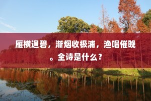 雁横迥碧，渐烟收极浦，渔唱催晚。全诗是什么？