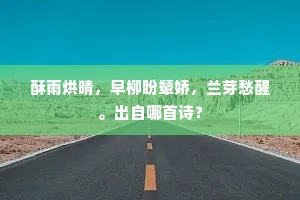 酥雨烘晴，早柳盼颦娇，兰芽愁醒。出自哪首诗？