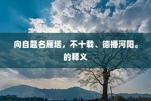 向自题名雁塔，不十载、德播河阳。的释义