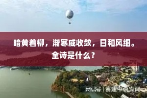 暗黄着柳，渐寒威收敛，日和风细。全诗是什么？