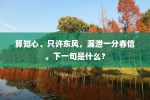 算知心、只许东风,漏泄一分春信。下一句是什么? 算知心、只许东风,漏泄一分春信。下一句是什么?