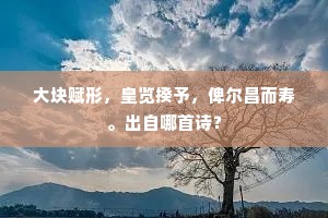 大块赋形，皇览揆予，俾尔昌而寿。出自哪首诗？