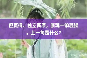 但赢得、独立高原，断魂一饷凝睇。上一句是什么？