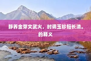 静养金芽文武火，时调玉轸短长清。的释义